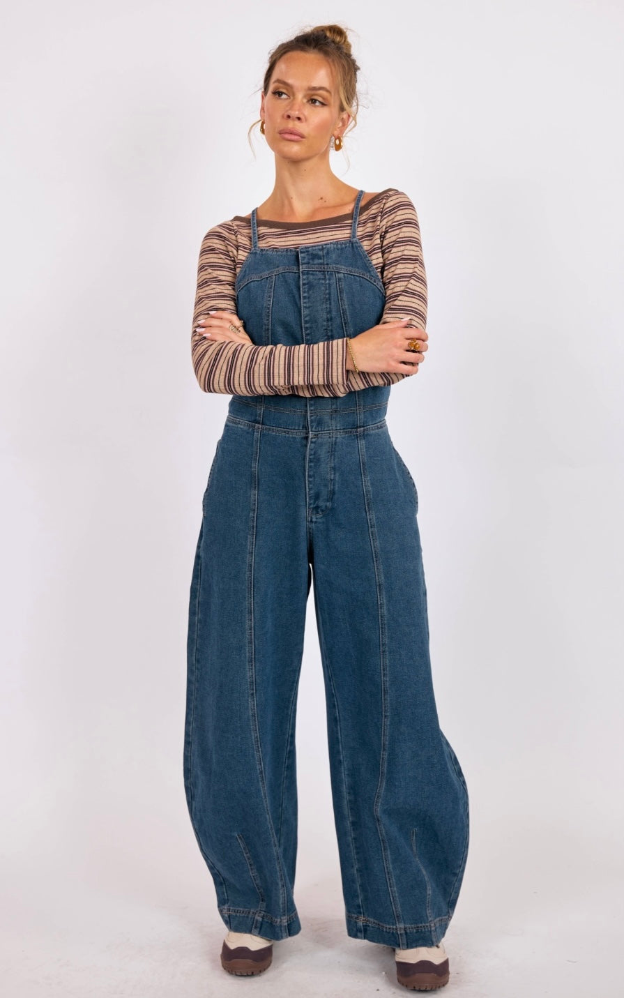 Sutton Denim Barrel Leg Overalls