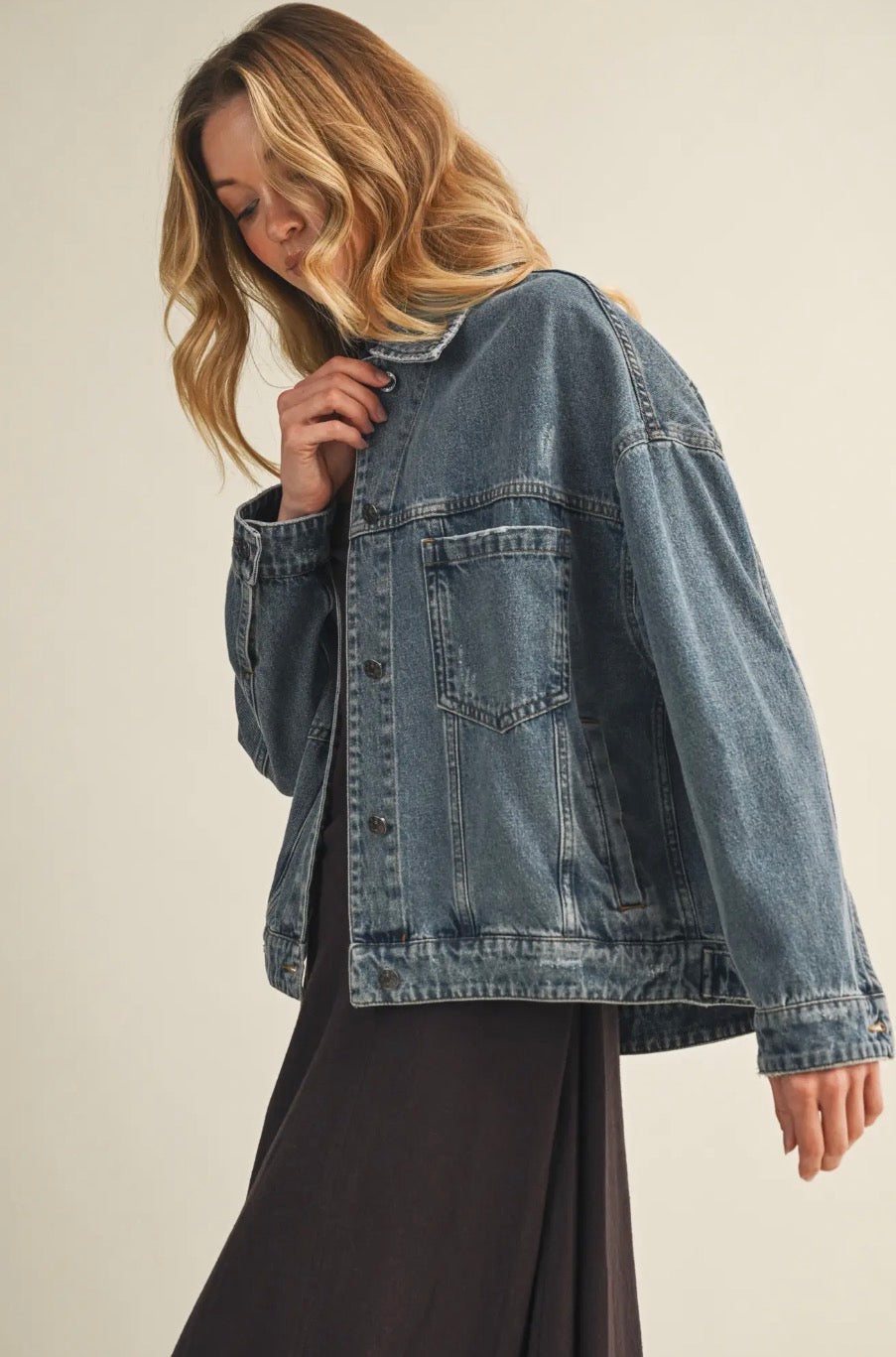 Denim Back Pleated Jacket