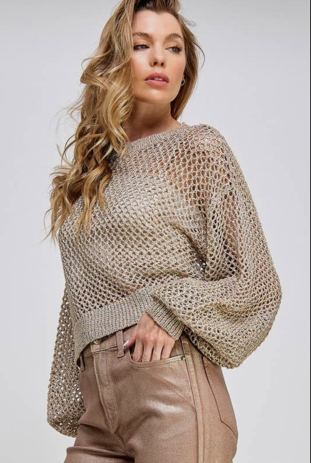 Metallic Thread Oversized Knit Top