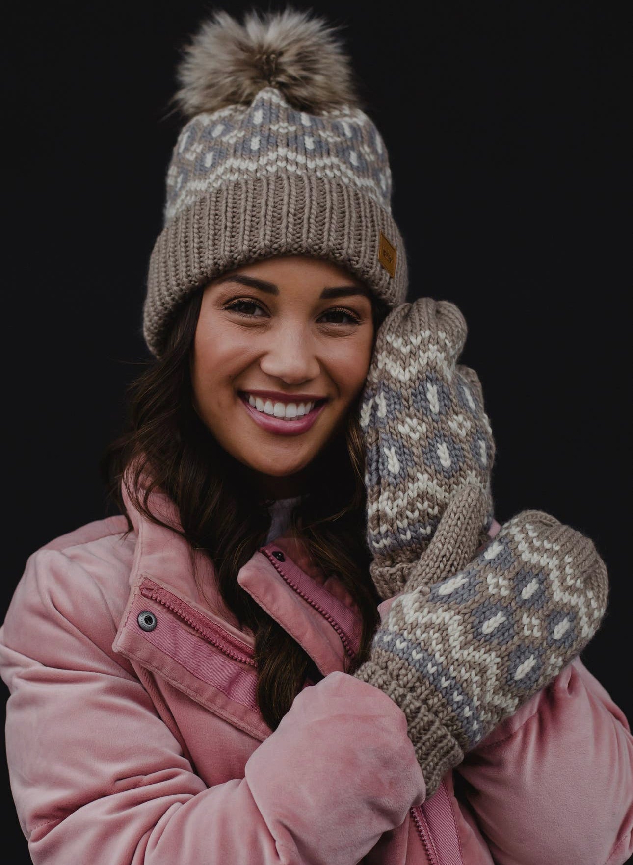Knitted Beanie and Mitten Set