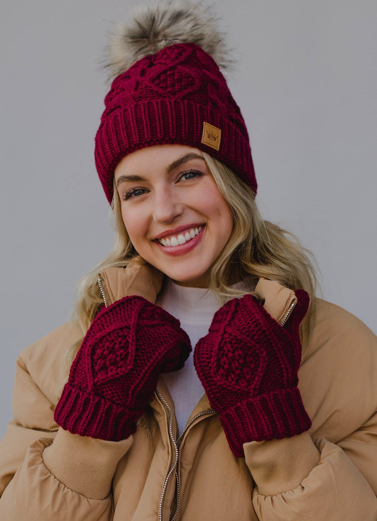 Knitted Beanie and Mitten Set