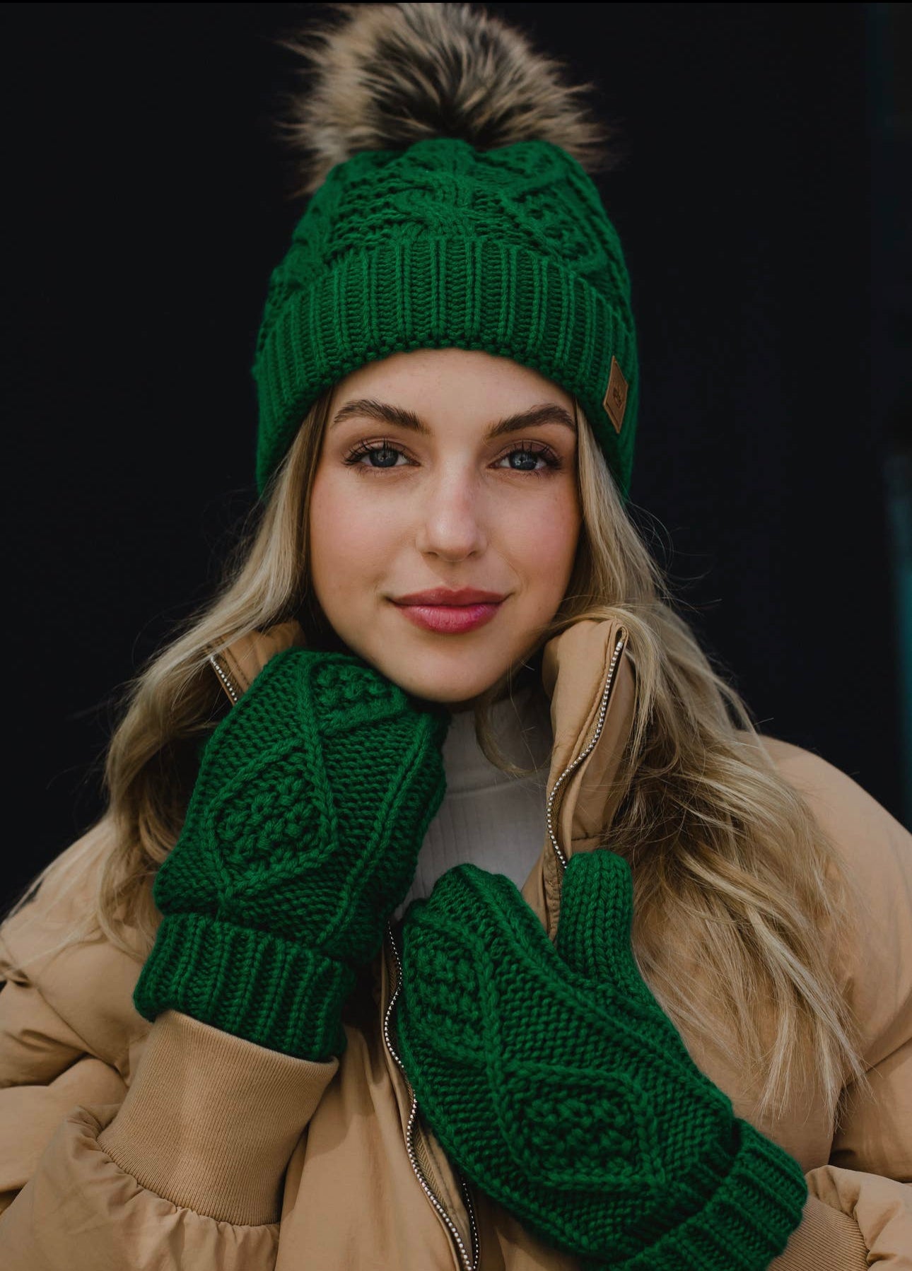 Knitted Beanie and Mitten Set