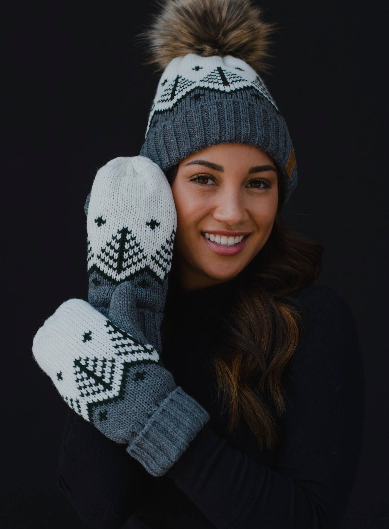 Knitted Beanie and Mitten Set