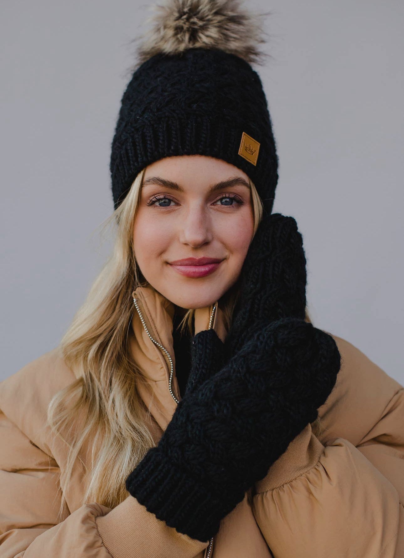 Knitted Beanie and Mitten Set