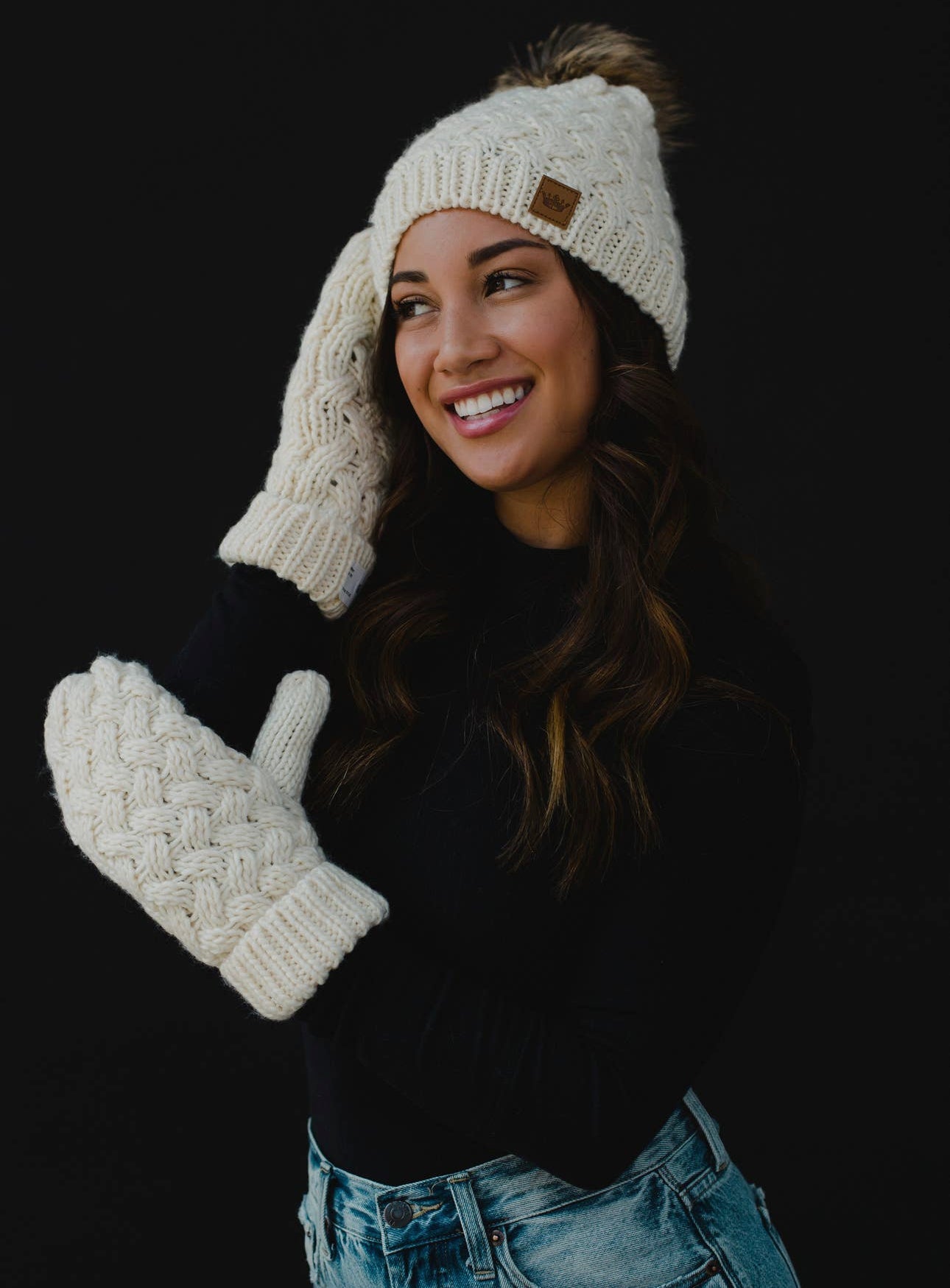 Knitted Beanie and Mitten Set