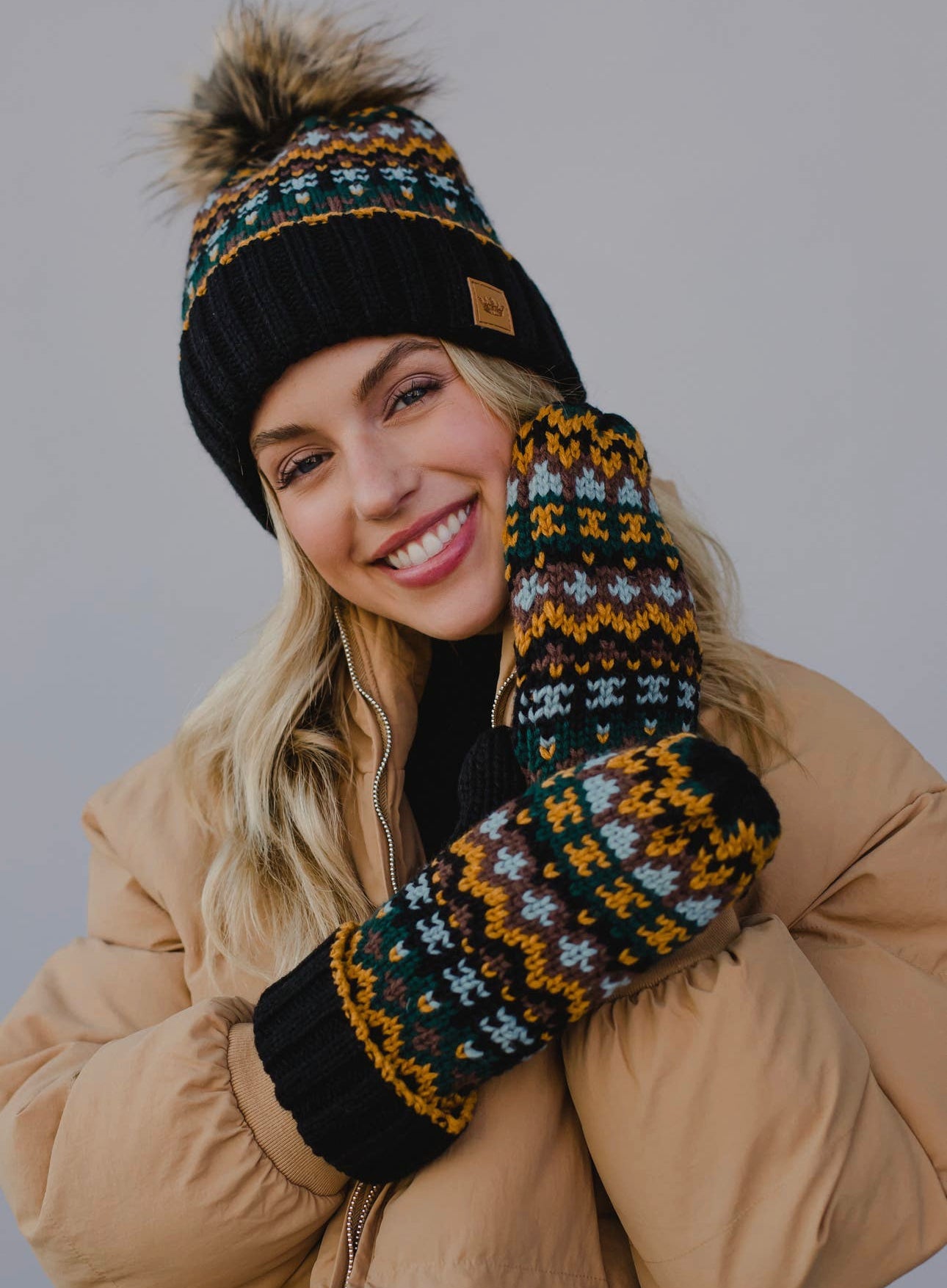 Knitted Beanie and Mitten Set