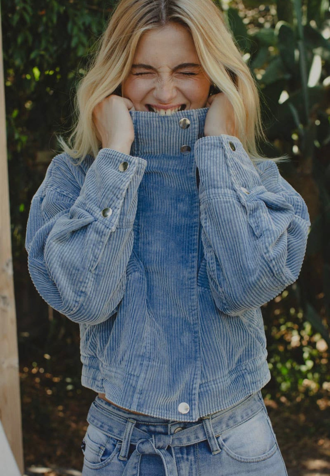 Cropped Corduroy Bomber Jacket