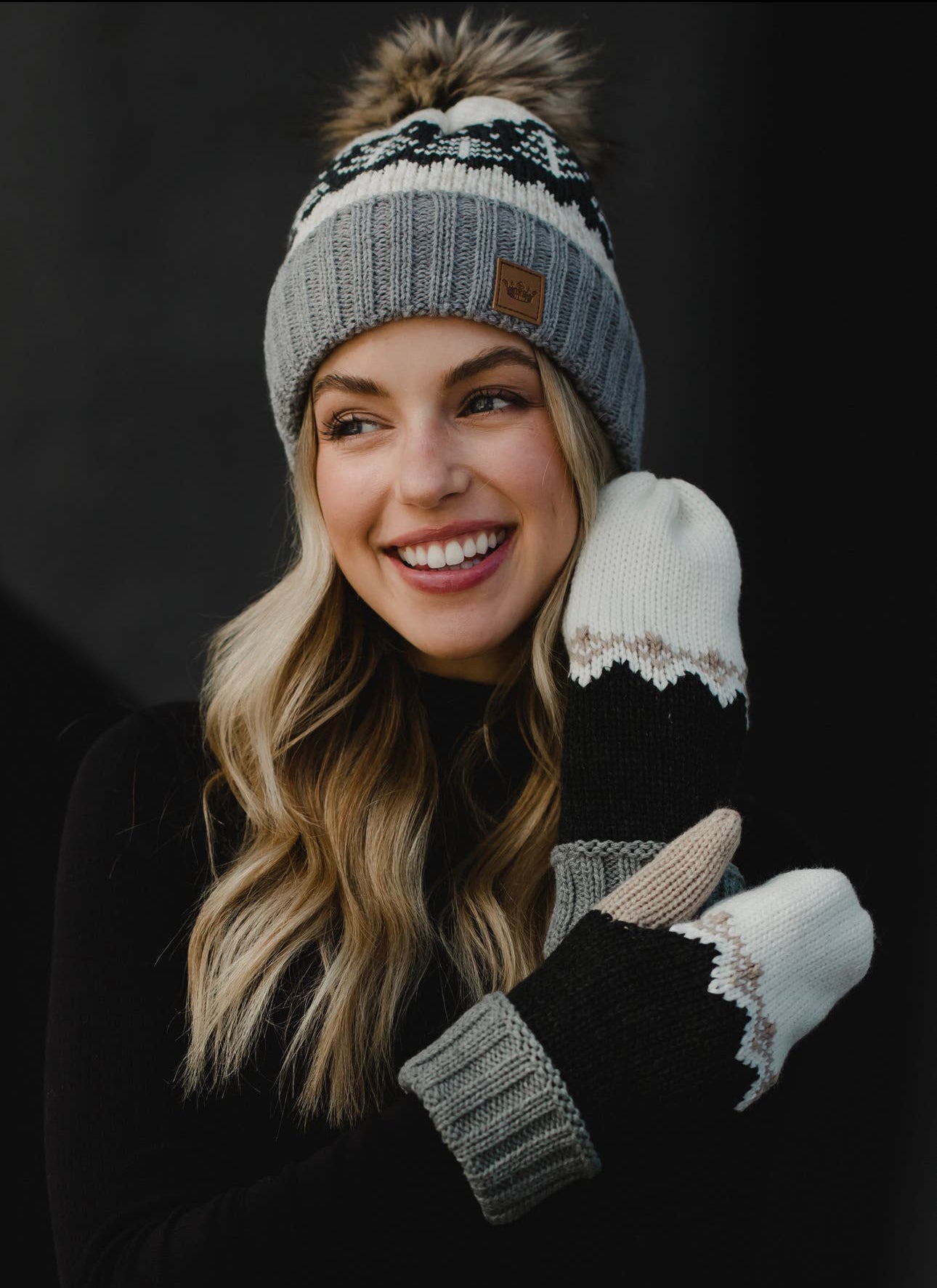 Knitted Beanie and Mitten Set