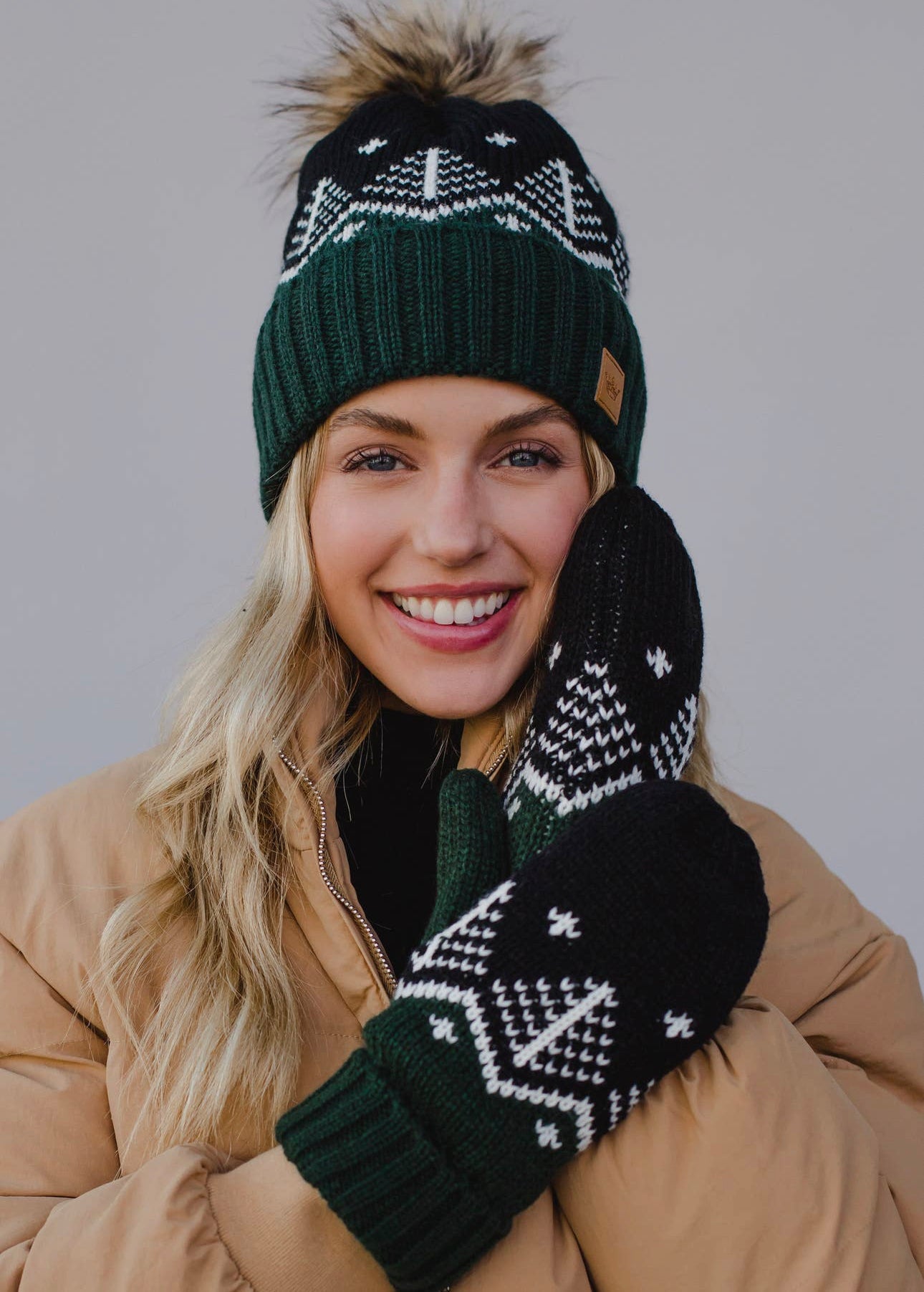 Knitted Beanie and Mitten Set