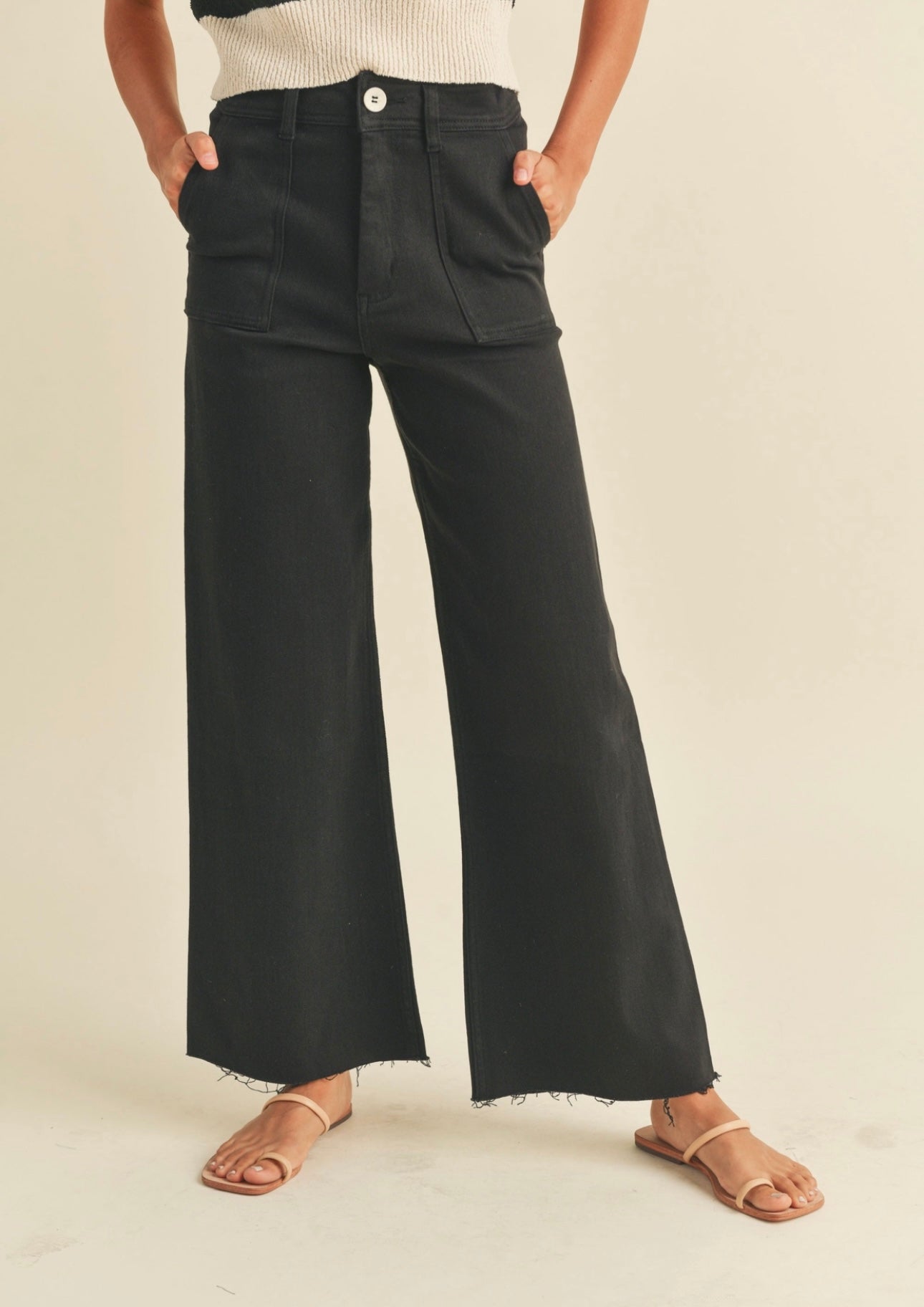 Cotton Stretch Wide Leg Pants