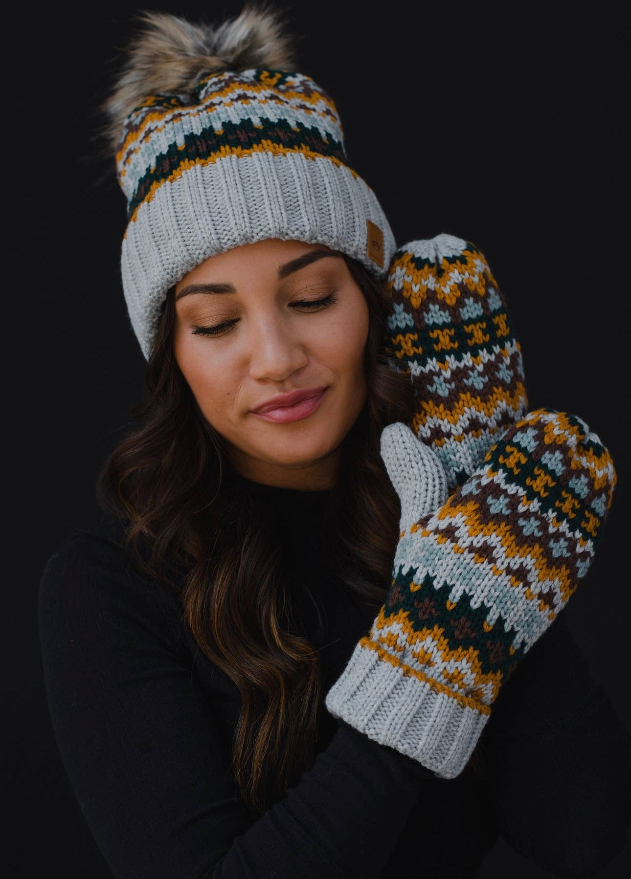 Knitted Beanie and Mitten Set