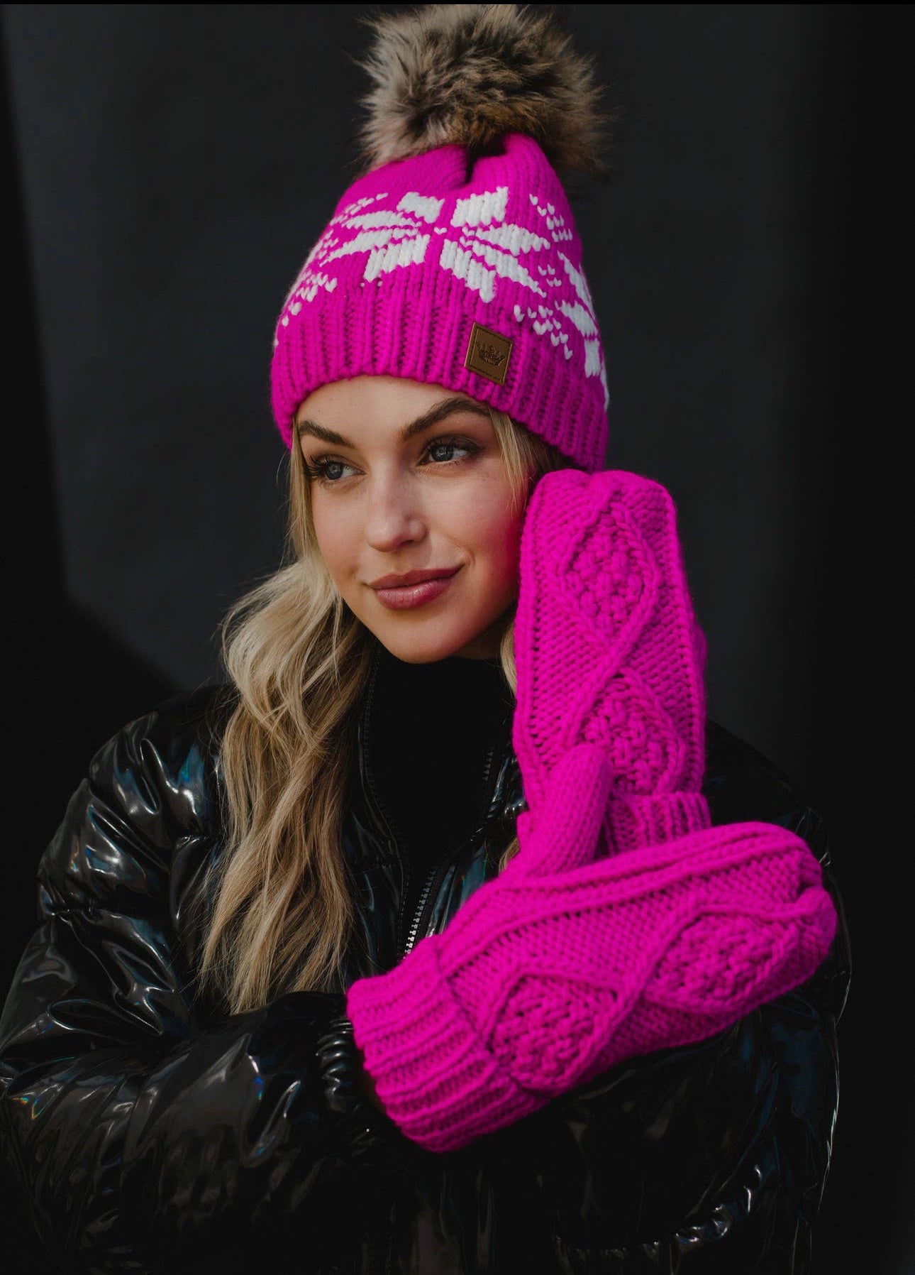 Knitted Beanie and Mitten Set