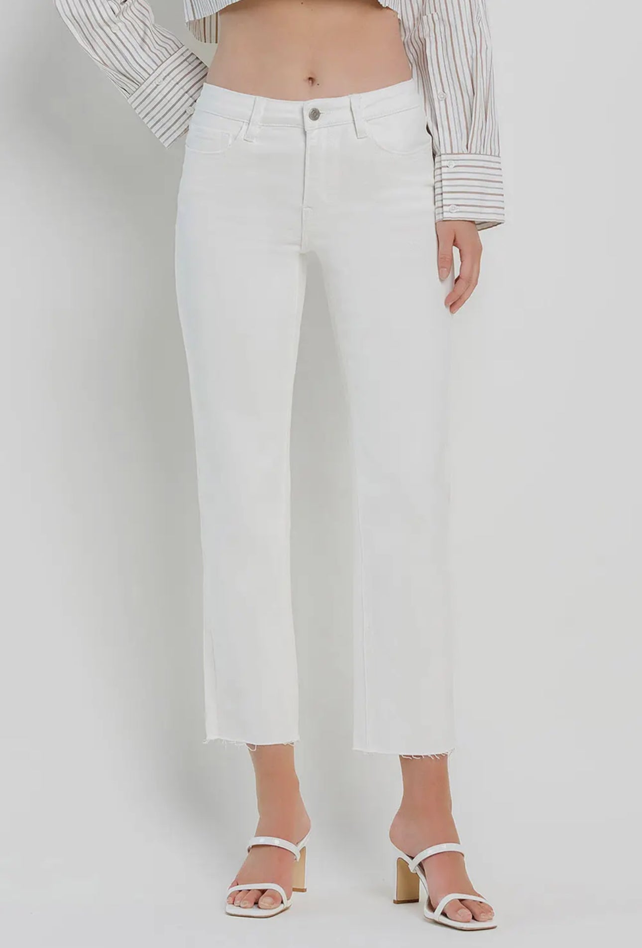 Mid Rise Ankle Straight Jeans