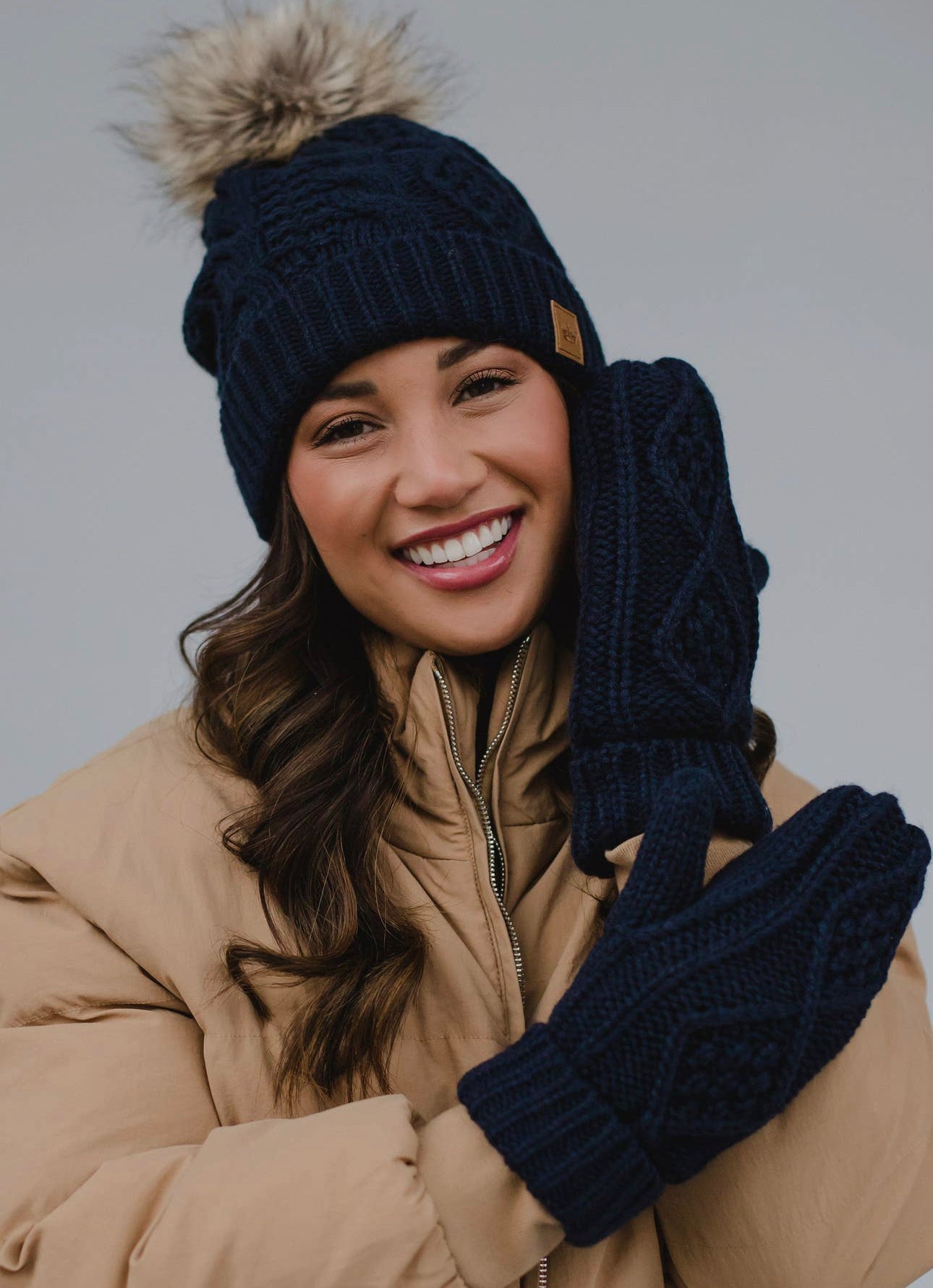 Knitted Beanie and Mitten Set