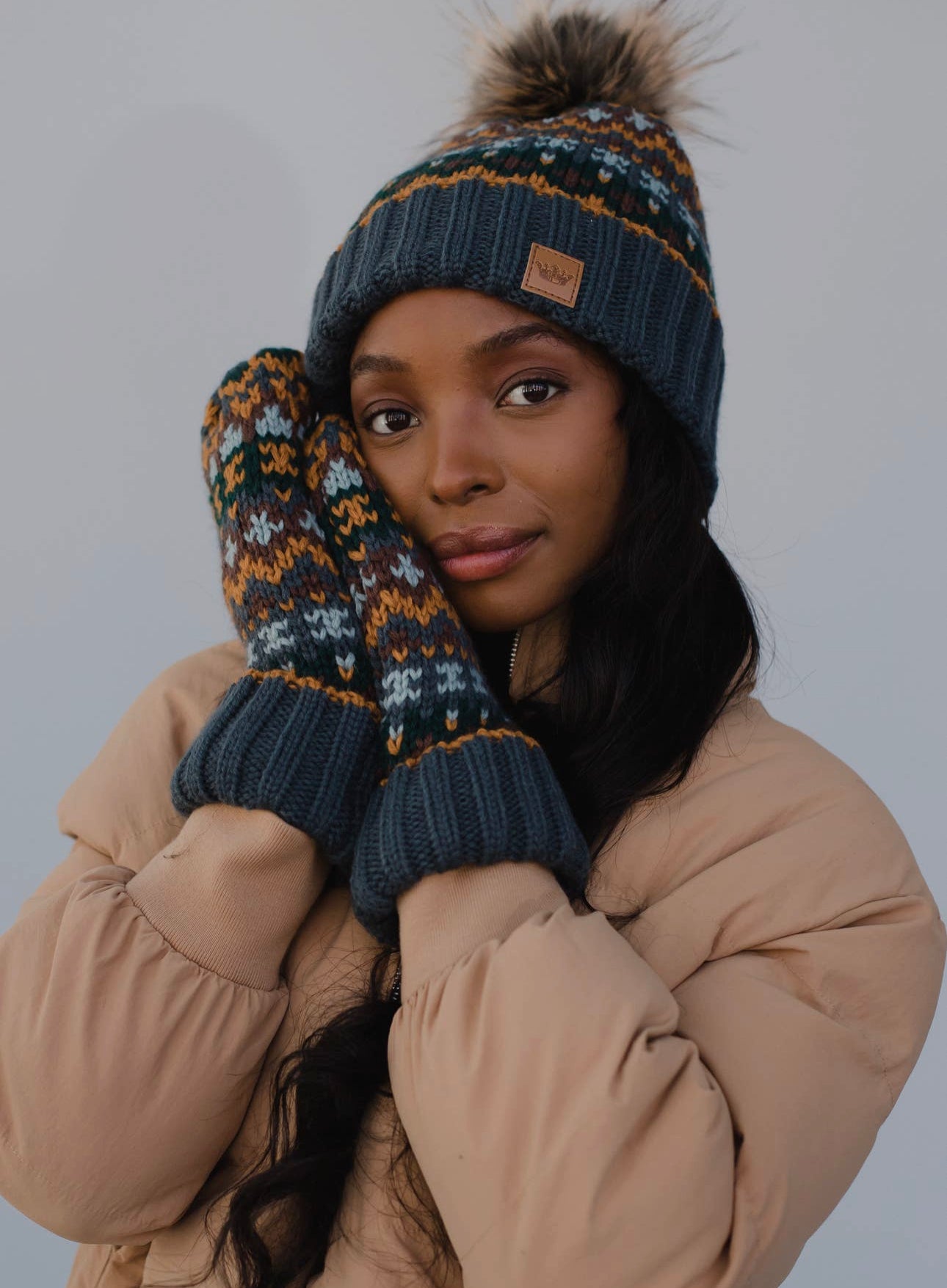 Knitted Beanie and Mitten Set