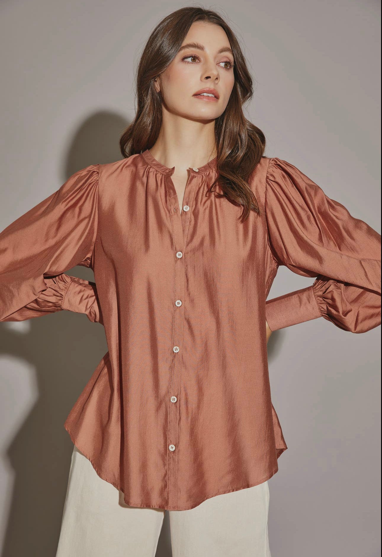 Puff Sleeve Cuff Shirt