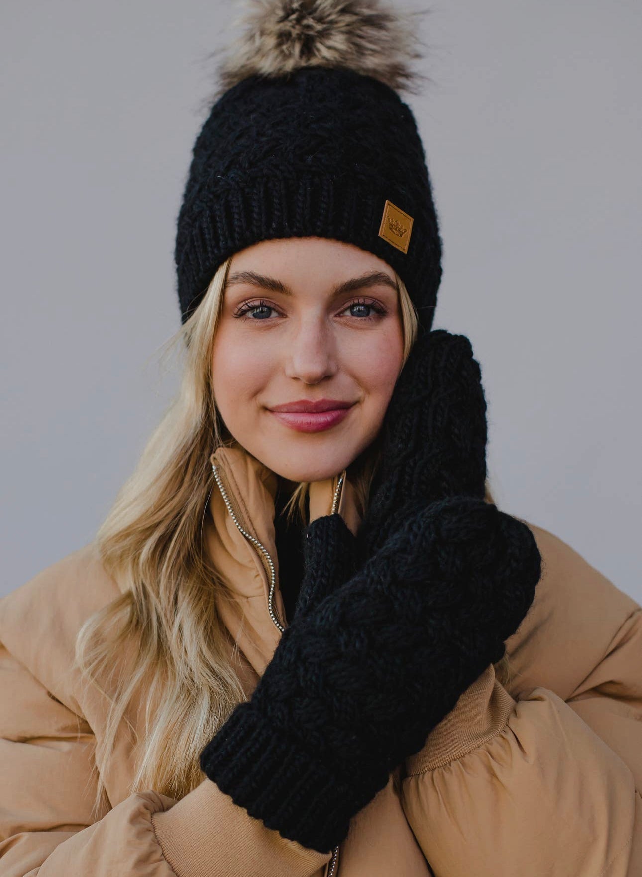 Knitted Beanie and Mitten Set