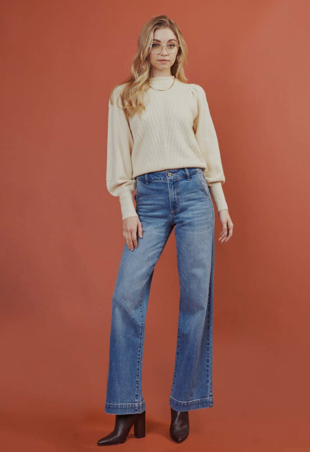 High Rise Trousers Wide Leg