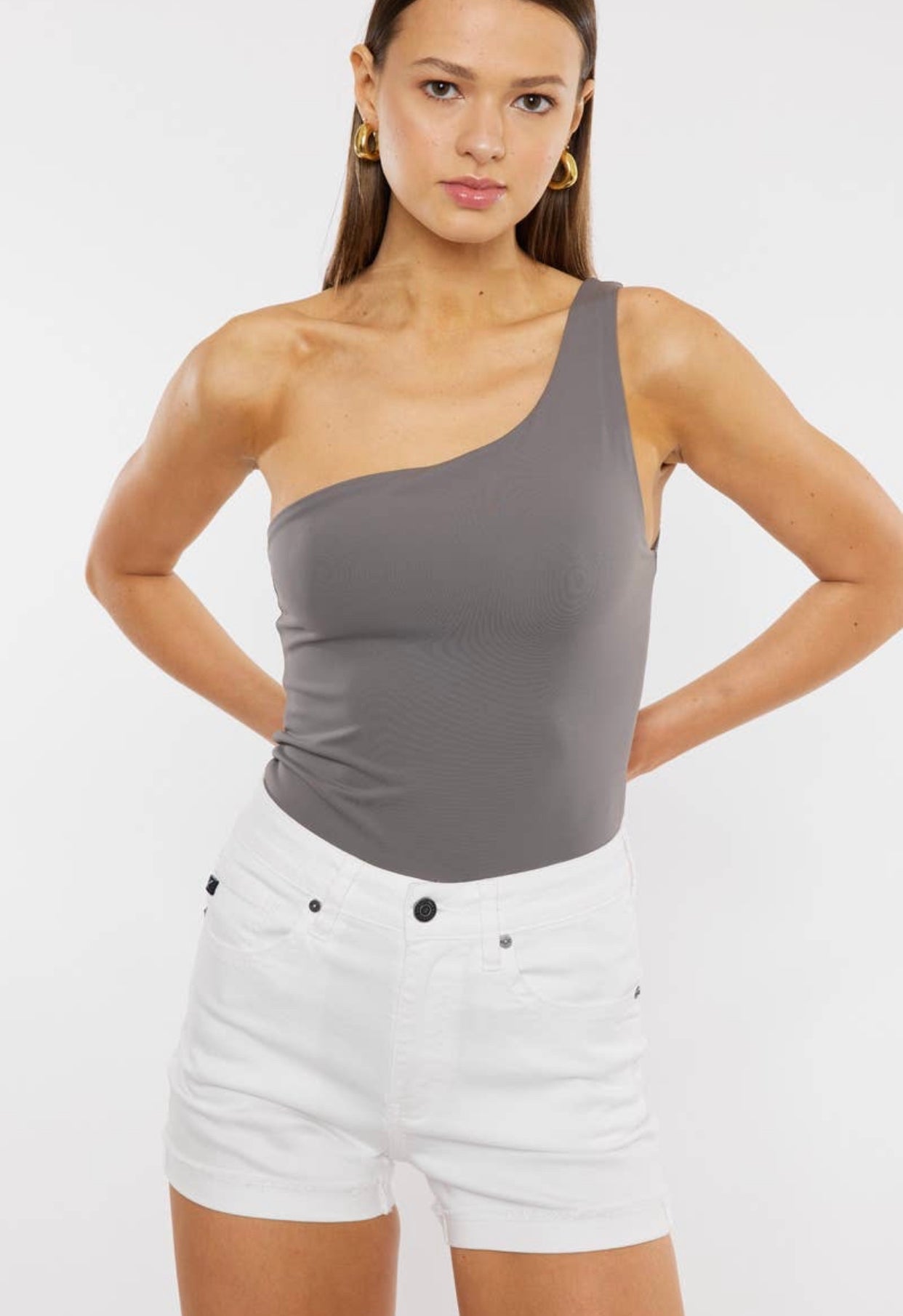 High Rise White Shorts