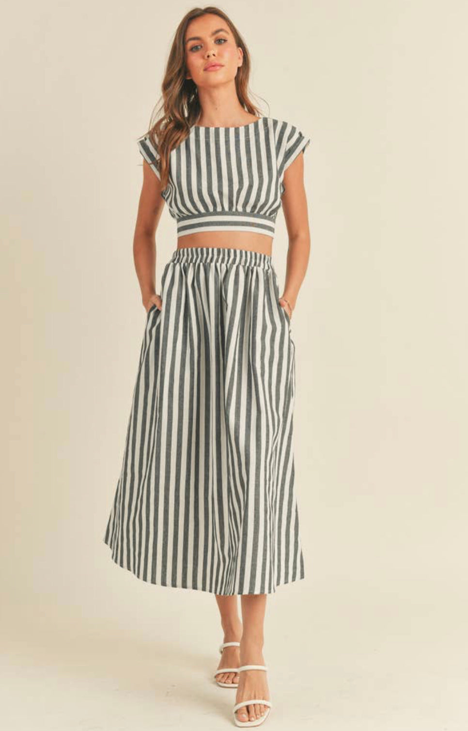 Striped Tied In Crop Shirt