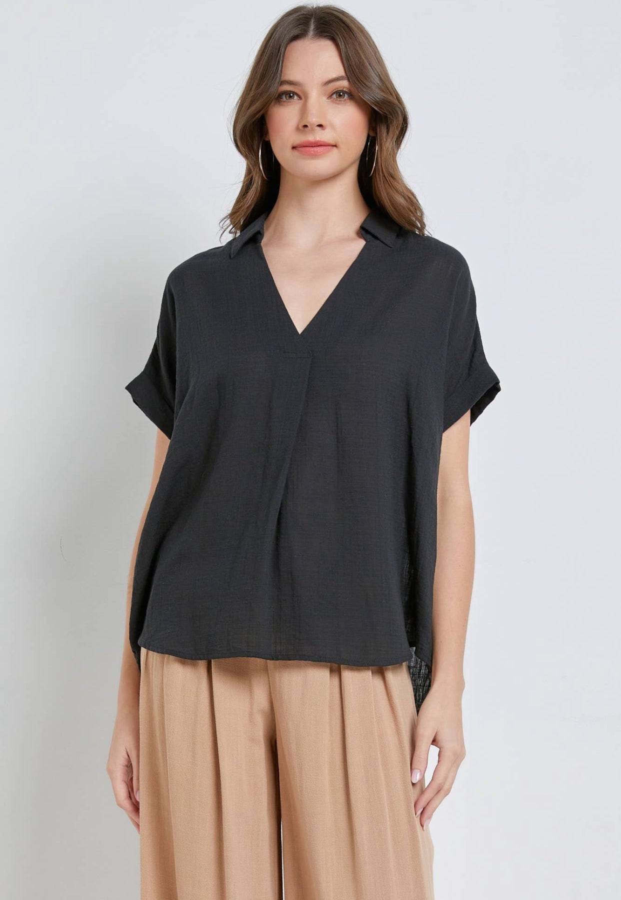 Button Back High Low Shirt