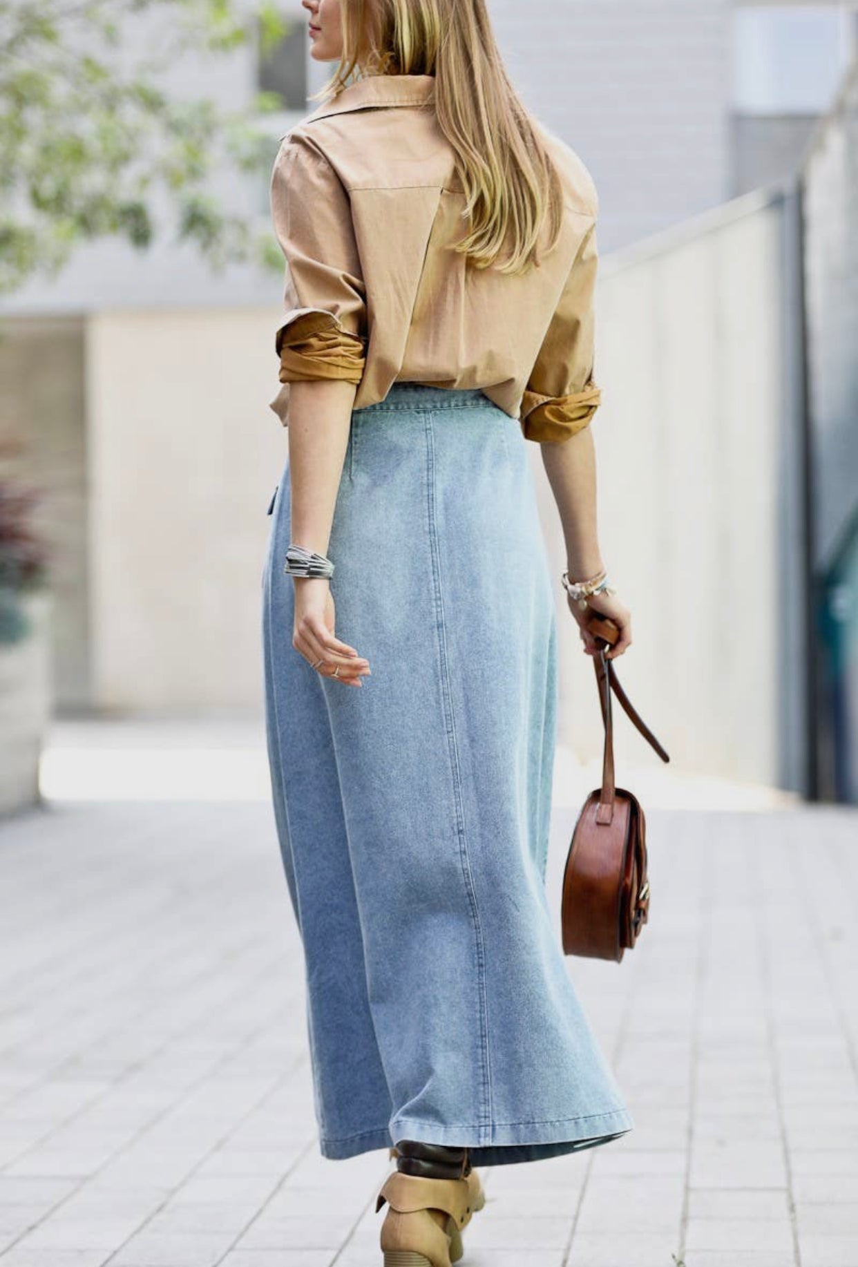 Light Denim Button Skirt