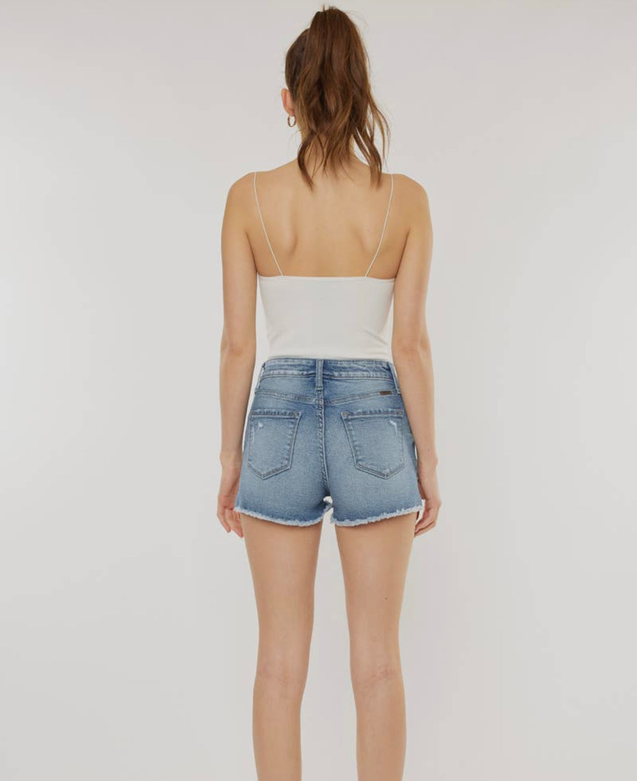 High Rise Denim Shorts Medium Wash