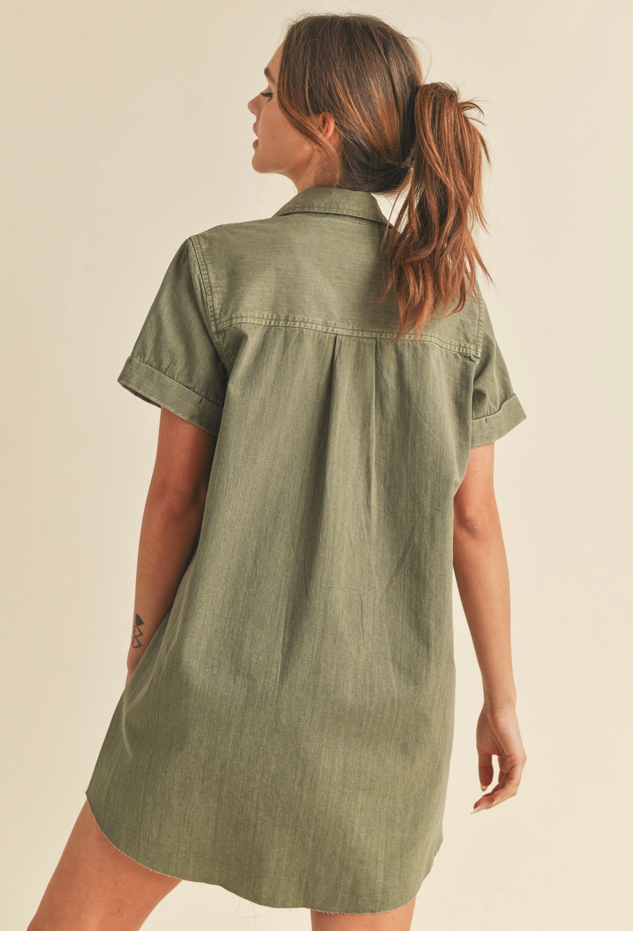 Washed Short Sleeve Dress