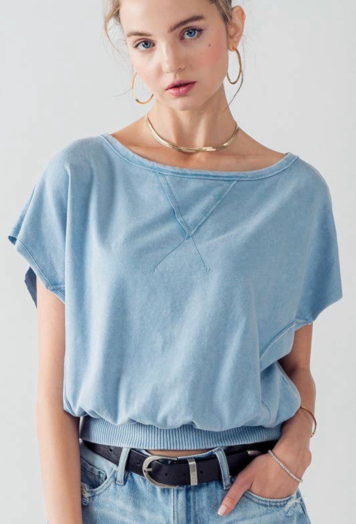 French Terry Boat Neck Shirt
