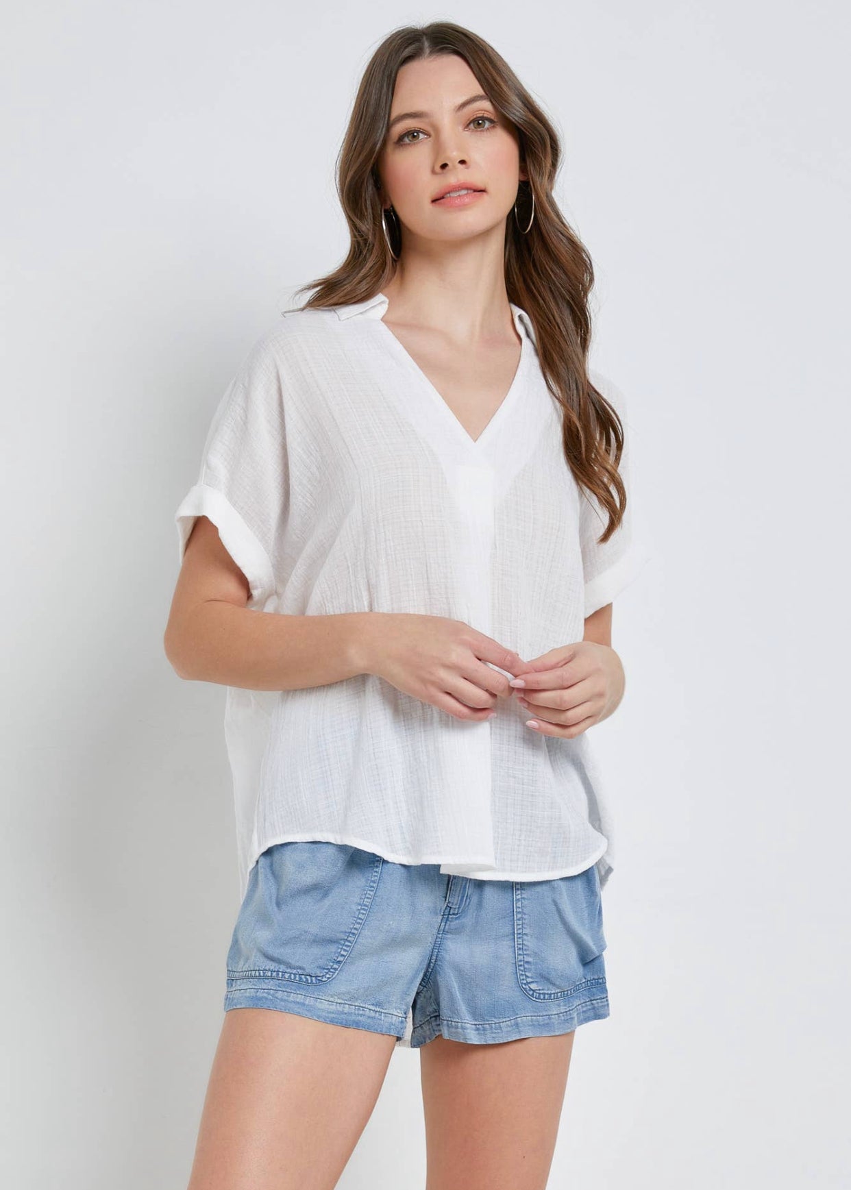 Button Back High Low Shirt