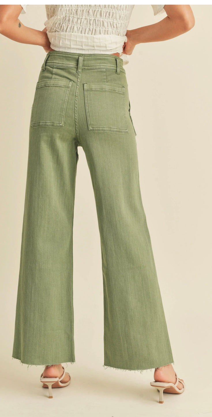 Cotton Stretch Wide Leg Pants