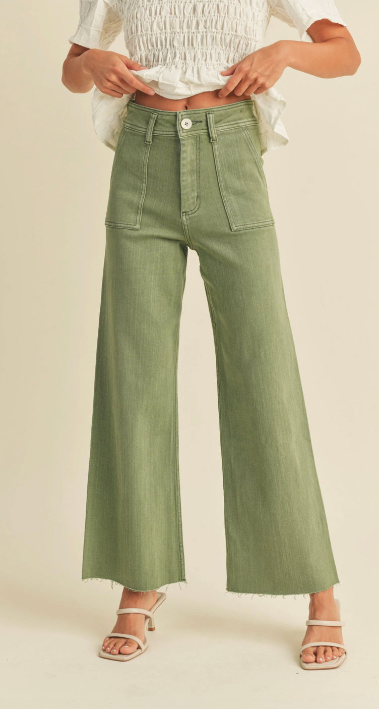 Cotton Stretch Wide Leg Pants