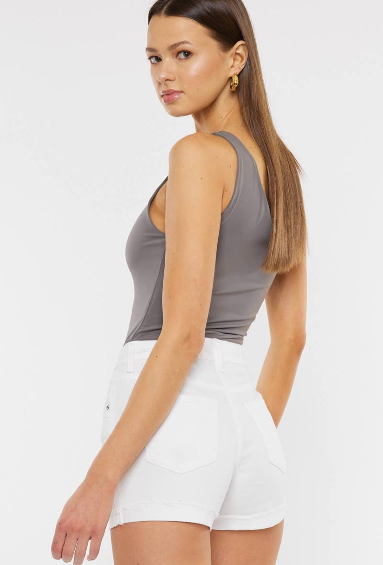 High Rise White Shorts