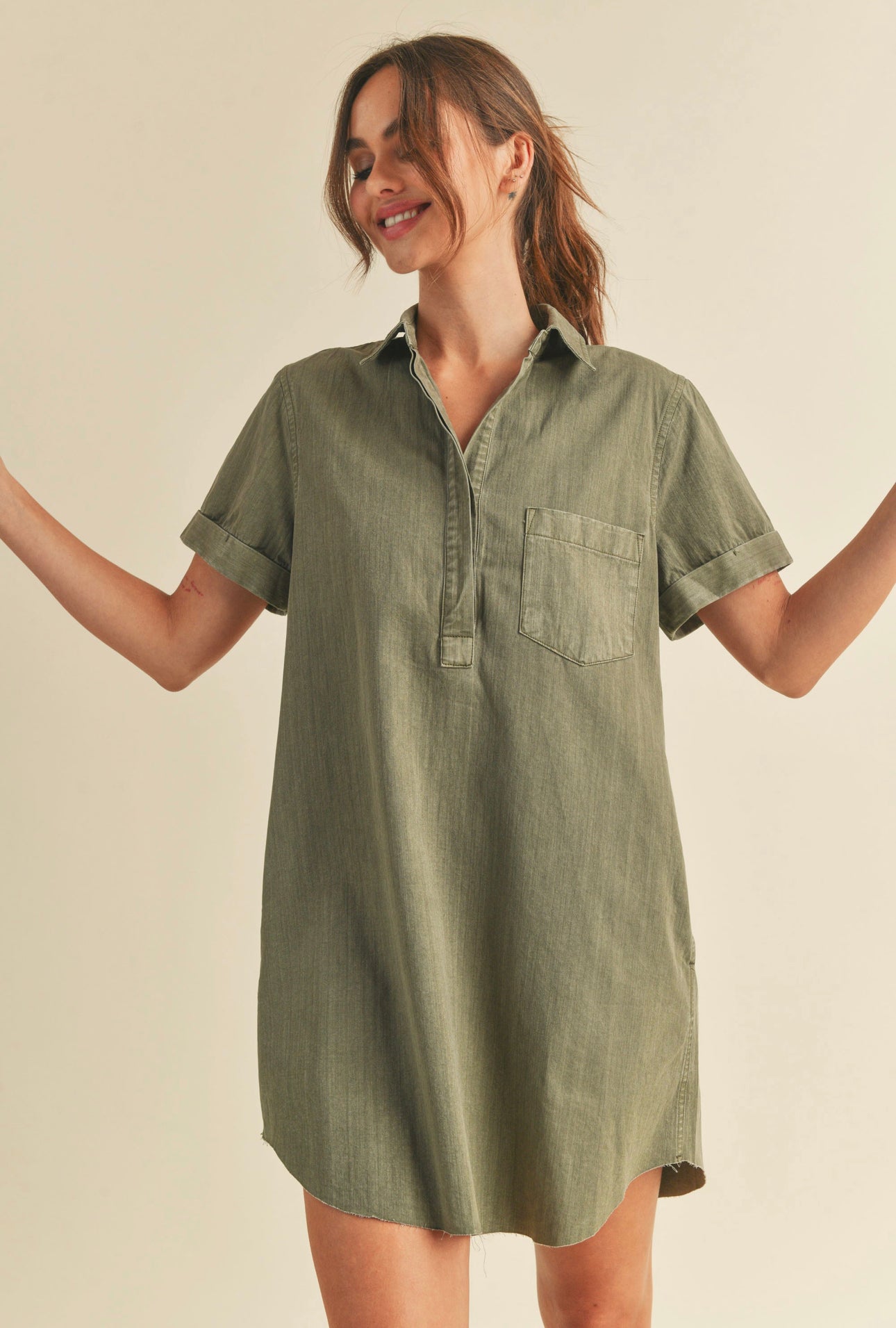 Washed Short Sleeve Dress