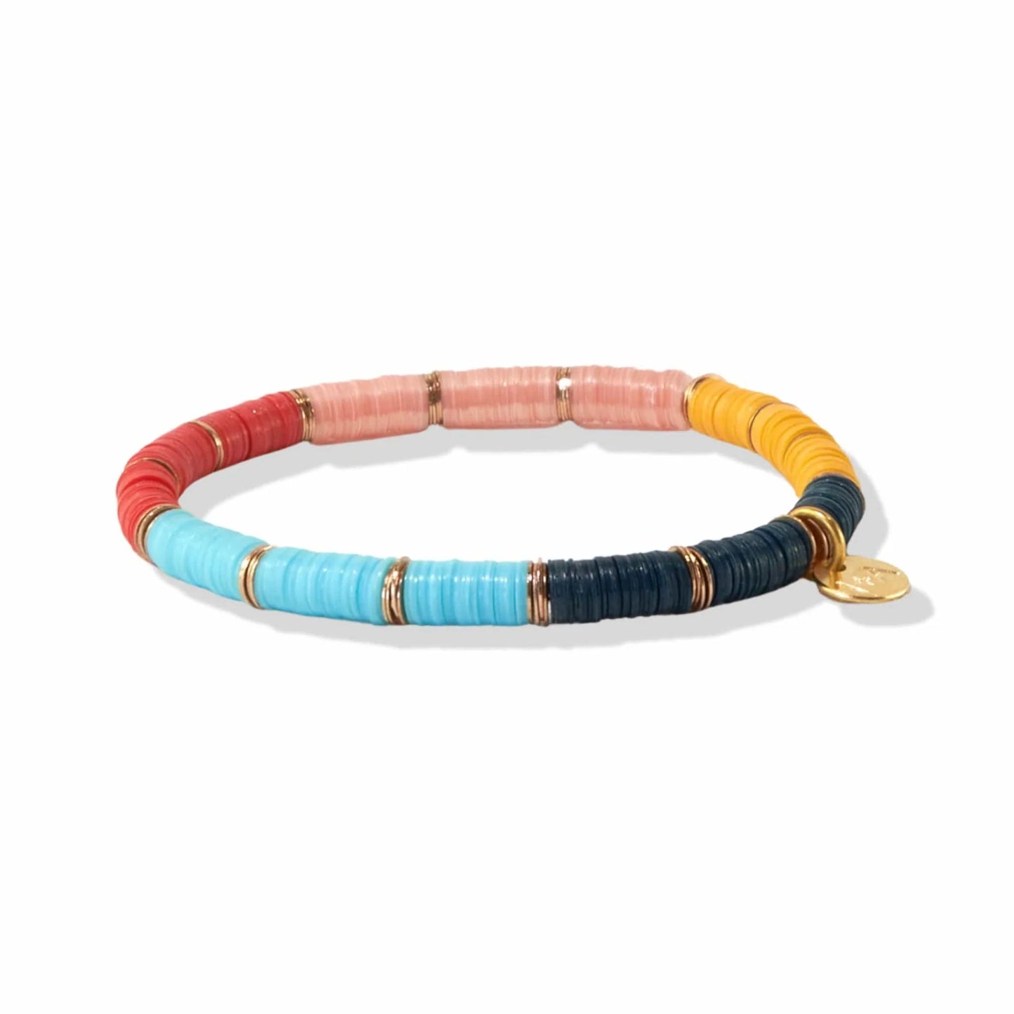 Navy Blue Blush Color Block Sequin Stretch Bracelet