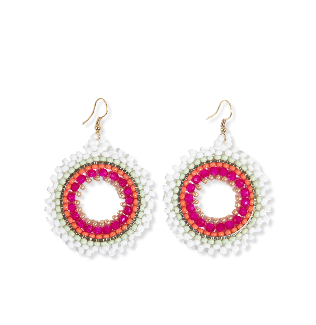 Checked Bead Drop Earrings