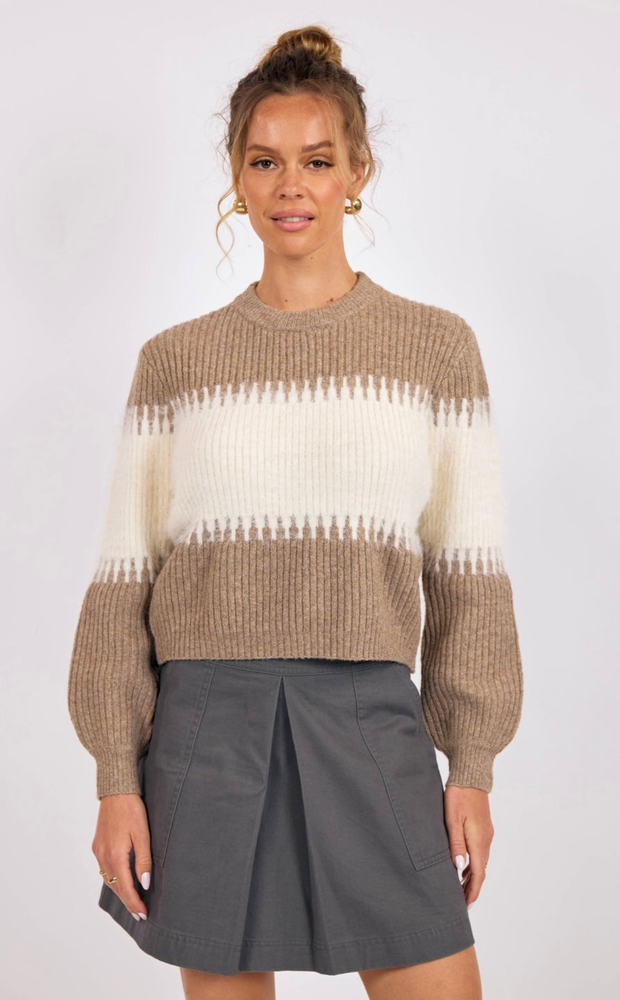 Freya Mix Yarn Crew Neck Sweater