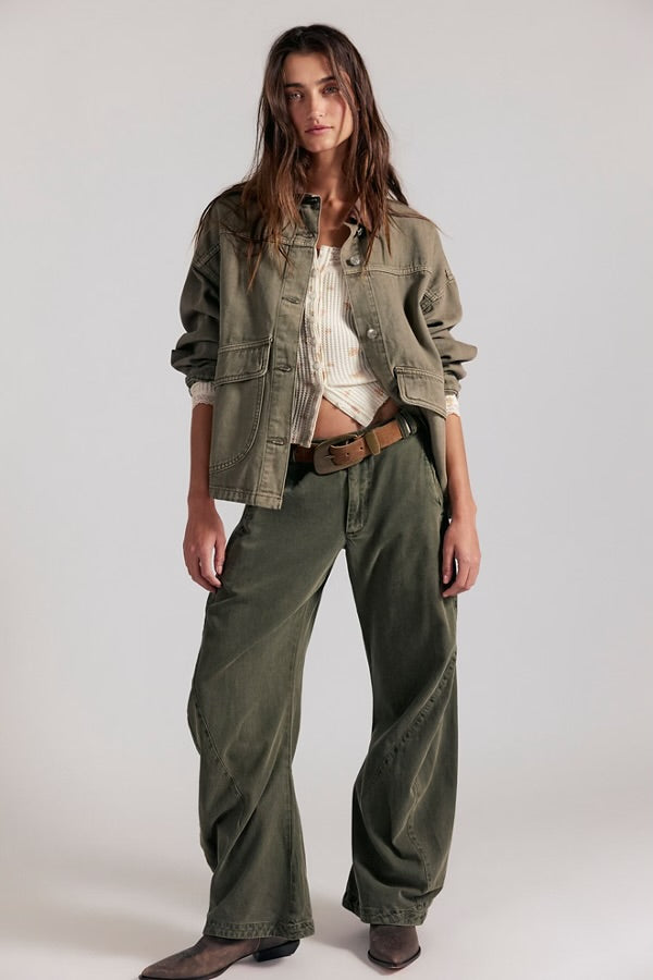 Spotlight Washed Trousers in Dusty Olive