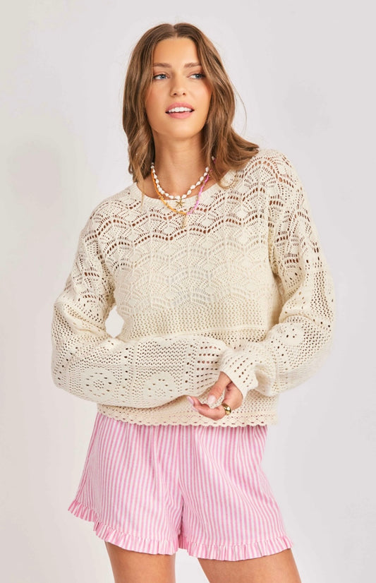 Sunny Open Crochet Pullover