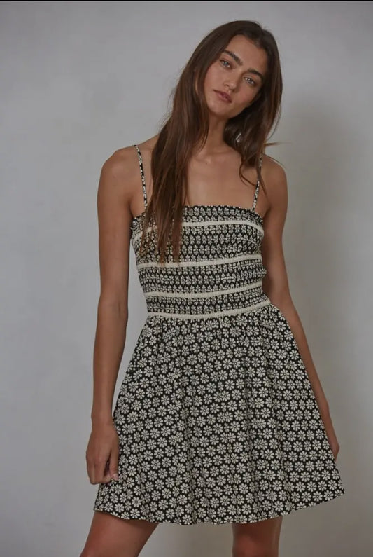 Floral Linen Tube Mini Dress
