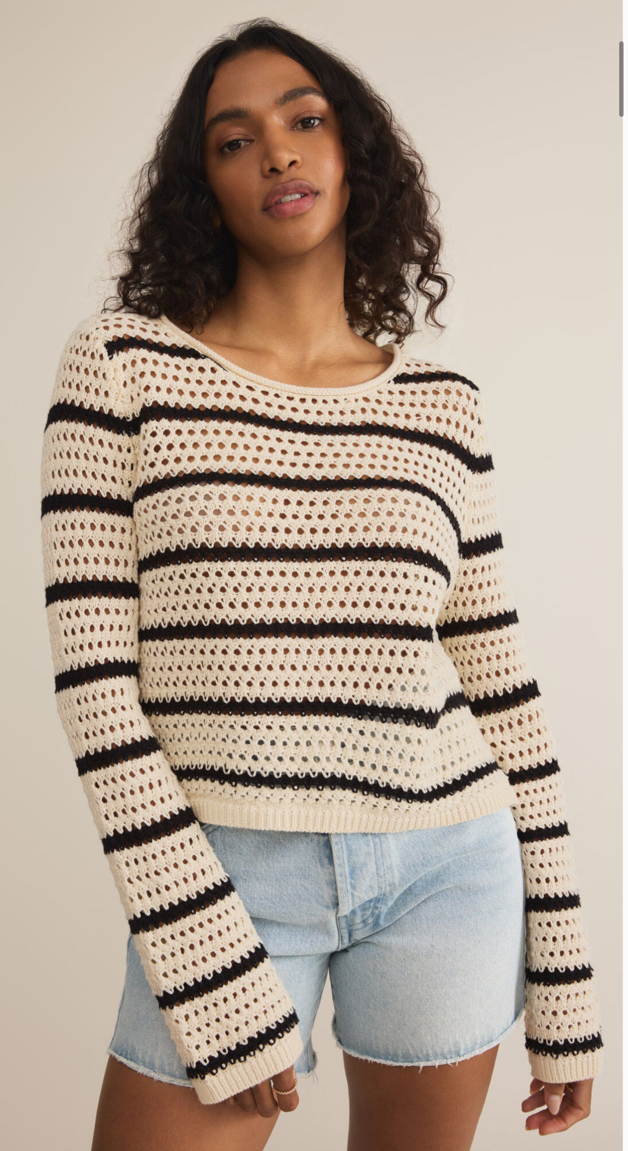 Kit Stripe Crochet Sweater