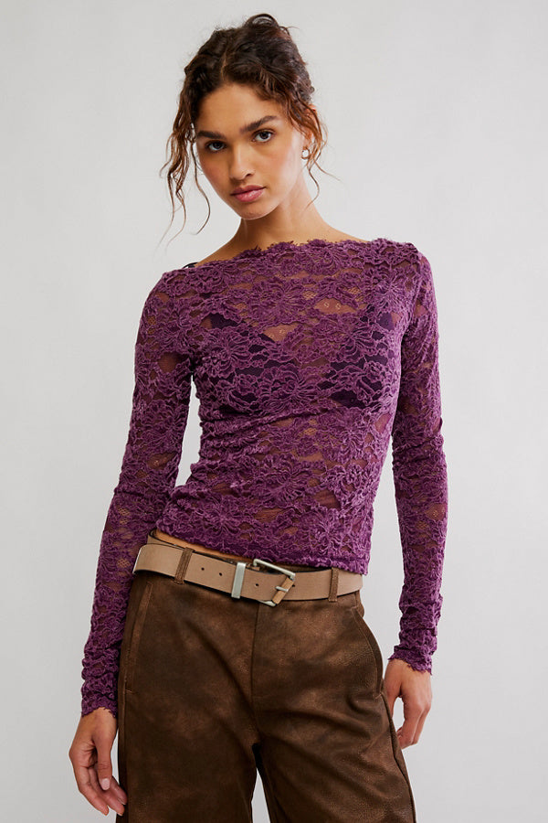 Raising Eyebrows Lace Top/ Italian Plum