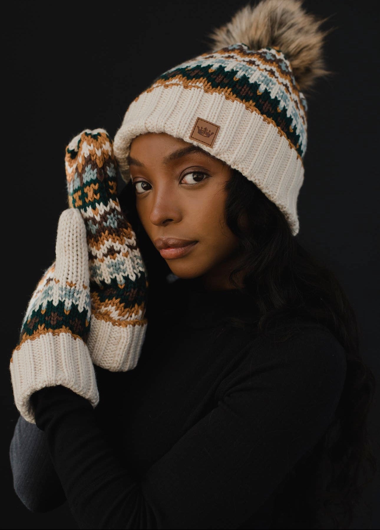 Knitted Beanie and Mitten Set