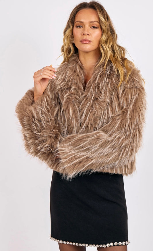 Ladylike Energy Two Tone Faux Fur Jacket