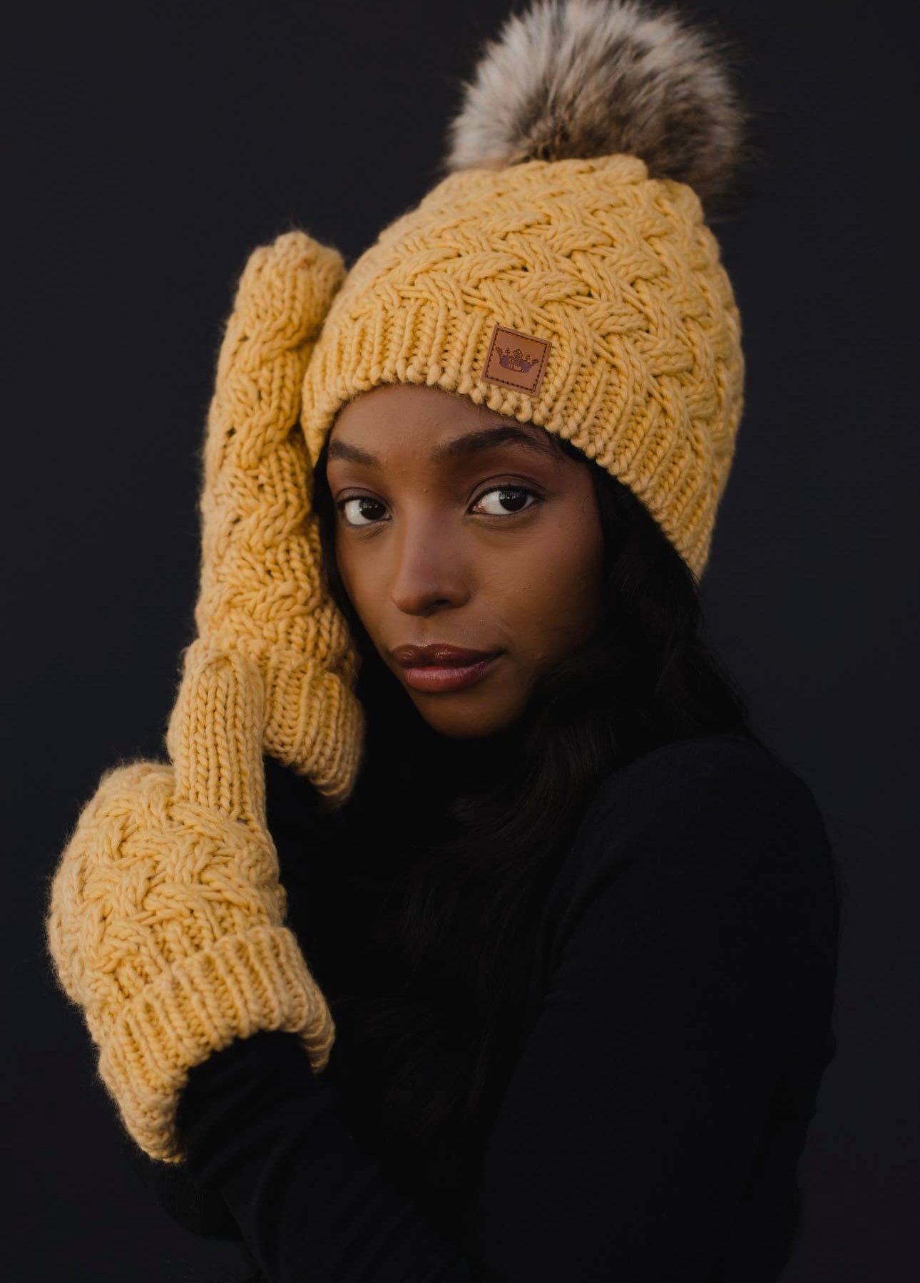 Knitted Beanie and Mitten Set