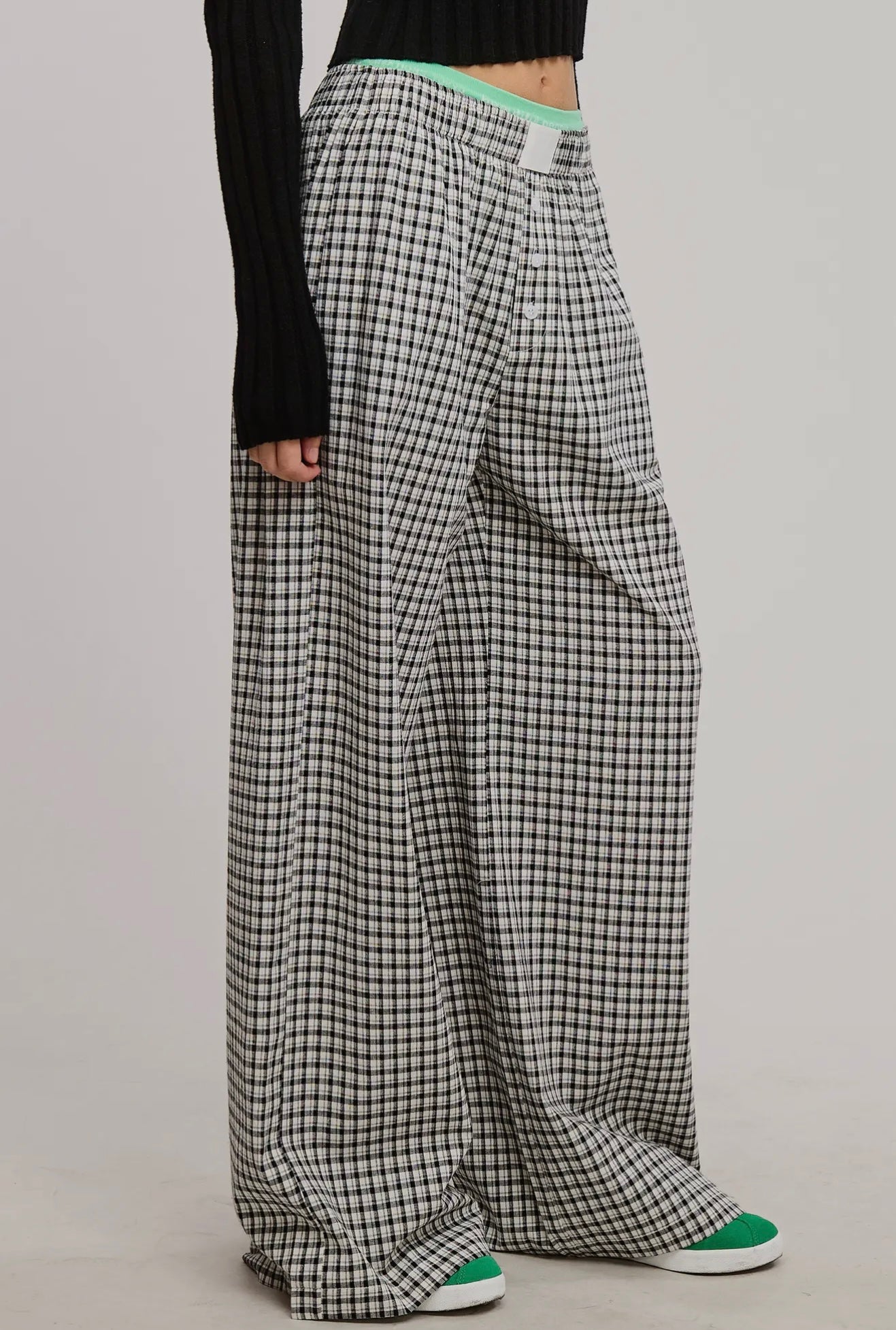 Mid Rise Gingham Pants