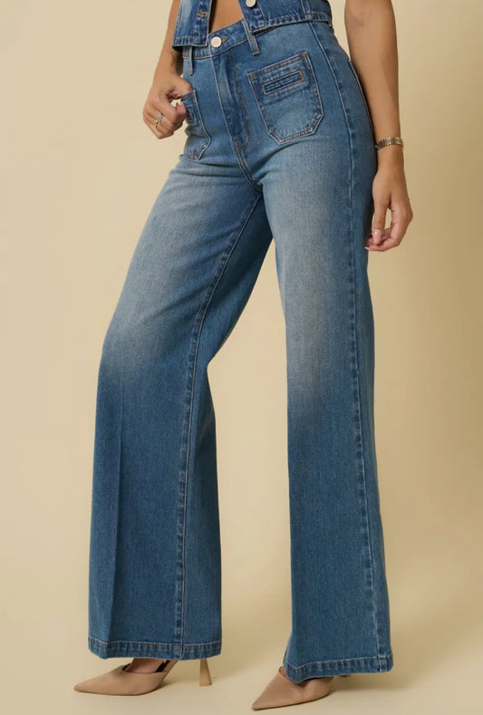 High Rise Wide Leg Denim