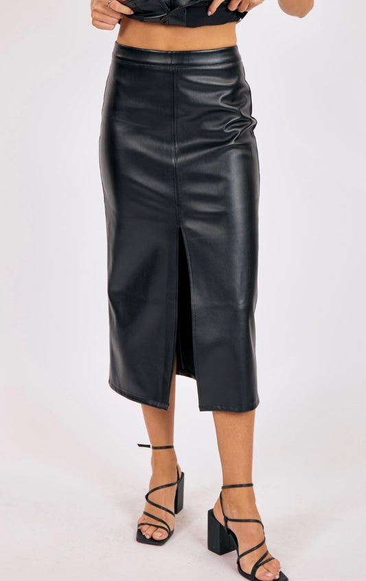 Fete Vegan Leather Pencil Skirt