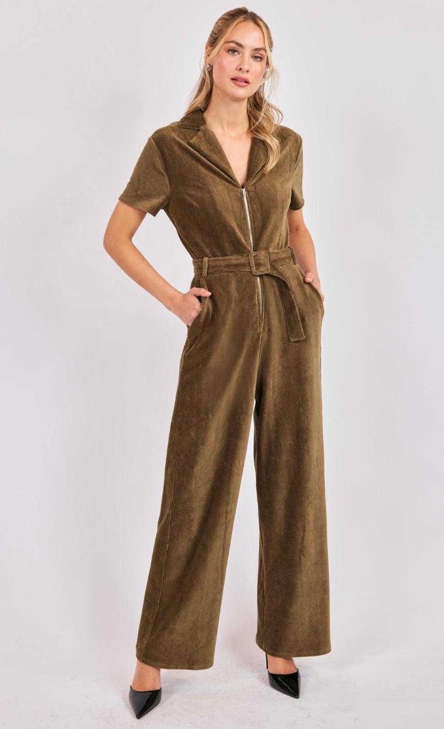 Morrison Corduroy Belted Jumpsuit