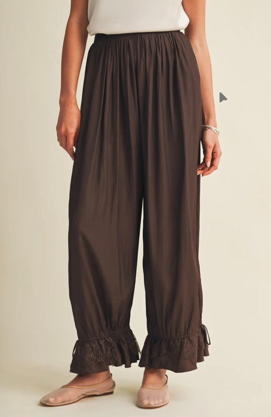 Lace Trim Poplin Trousers